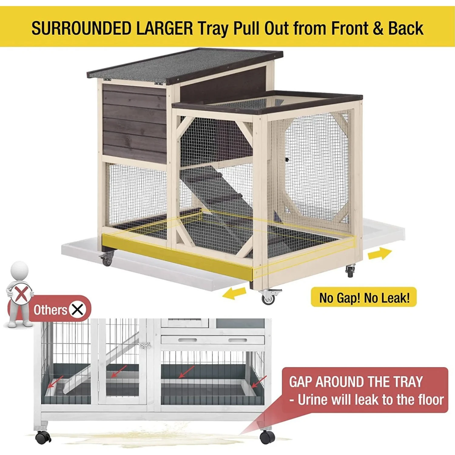 Aivituvin XZ7001 Large Indoor With Pull Out Tray Rabbit Hutch 3 Aivituvin XZ7001 Large Indoor With Pull Out Tray Rabbit Hutch - Image 3