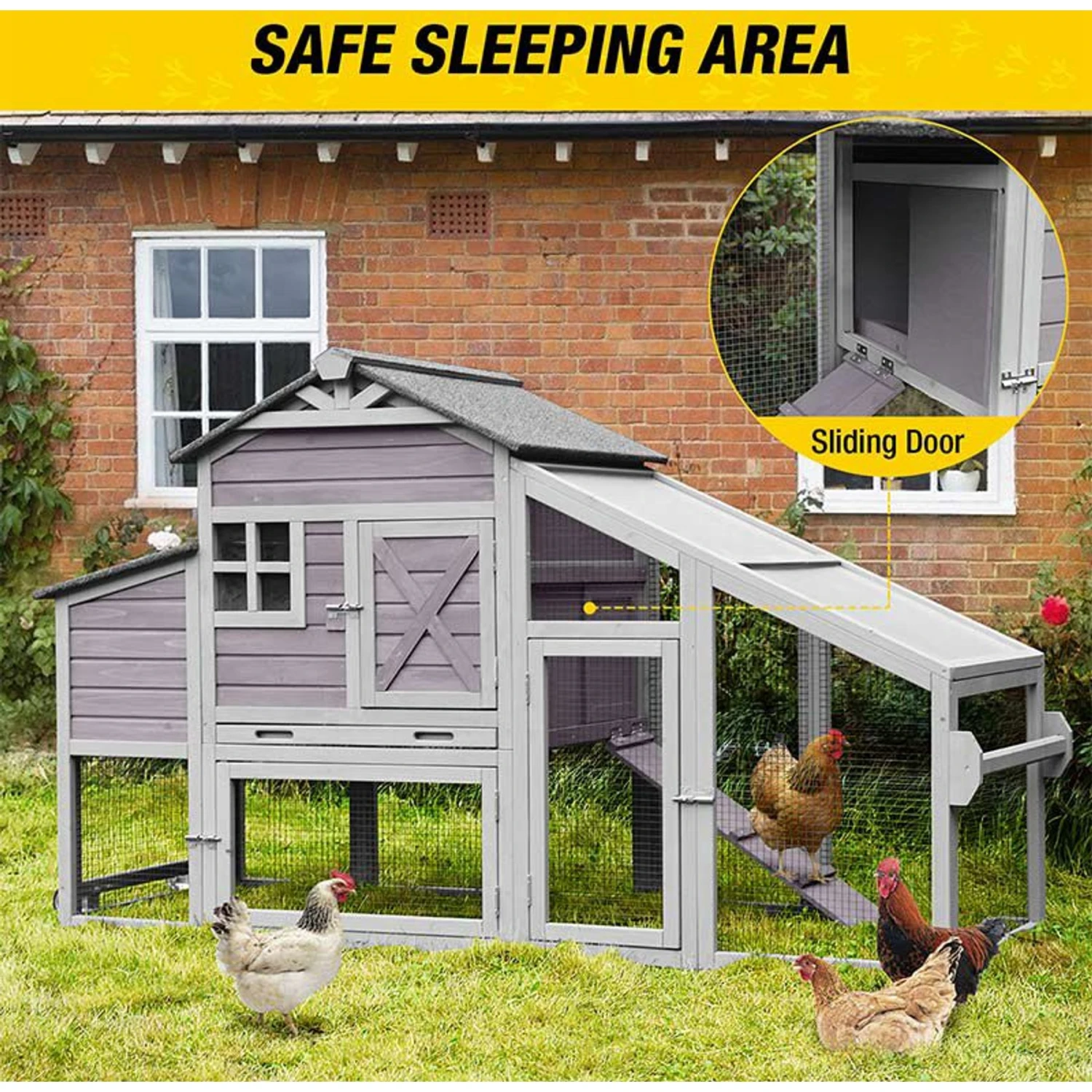 Aivituvin AIR32 65-in Wooden Chicken Coop 3 Aivituvin AIR32 65-in Wooden Chicken Coop - Image 3