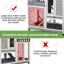 Coziwow Rolling Rabbit Hutch With Balcony & Tray, Grey -MiniMates Shop 583286 PT7. AC SS1800 V1661831957