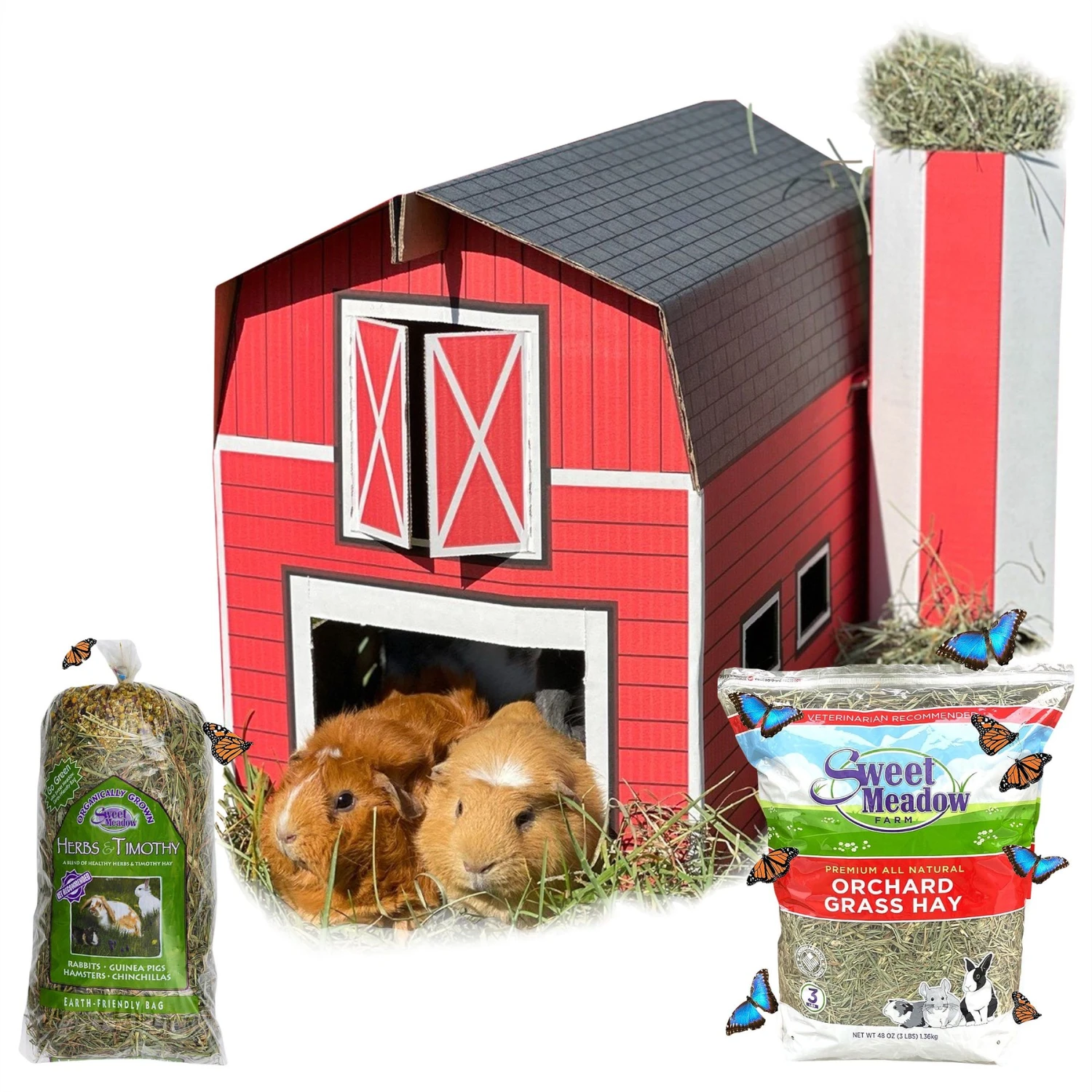 Sweet Meadow Farm Buddy Barn Small Pet Hideout + 2 Items 1 Sweet Meadow Farm Buddy Barn Small Pet Hideout + 2 Items
