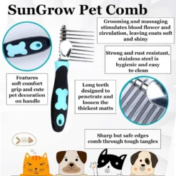 SunGrow Dog, Cat & Small Pet Grooming & Dematting Comb Undercoat Rake Brush -MiniMates Shop 620974 PT2. AC SS1800 V1660773416