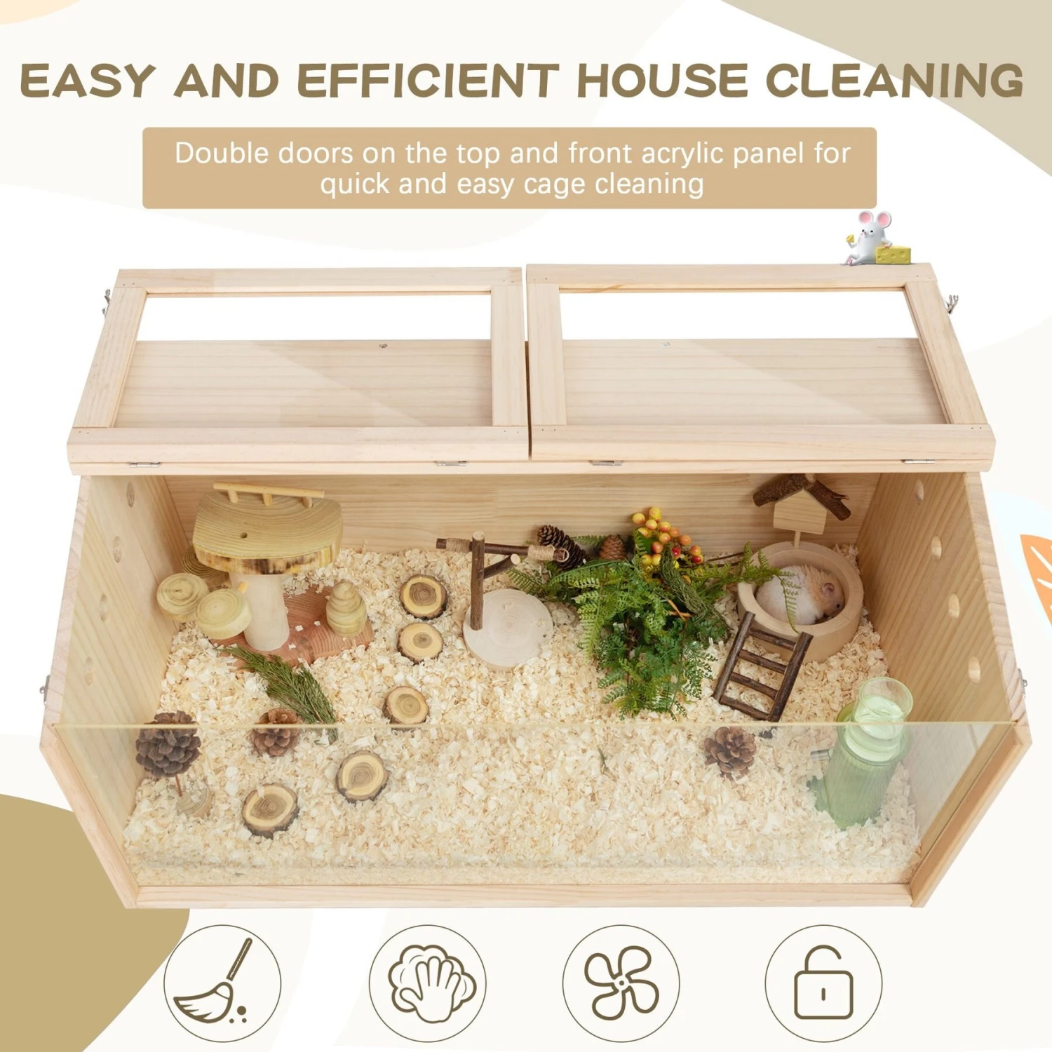 Coziwow Wooden DIY Hamster Cage Small Pets Cabinet 6 Coziwow Wooden DIY Hamster Cage Small Pets Cabinet - Image 6