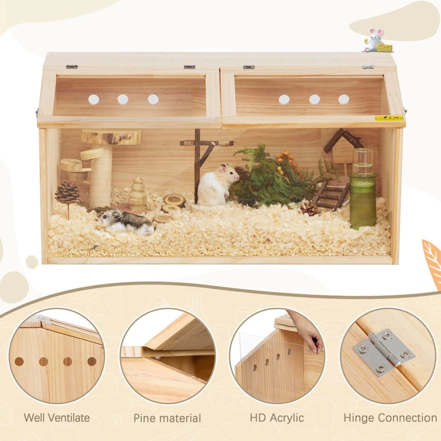 Coziwow Wooden DIY Hamster Cage Small Pets Cabinet 9 Coziwow Wooden DIY Hamster Cage Small Pets Cabinet - Image 9