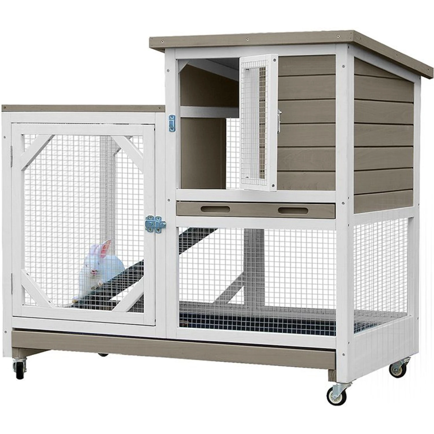 Aivituvin Indoor Rabbit Hutch With Pull-Out Tray, Large 2 Aivituvin Indoor Rabbit Hutch With Pull-Out Tray, Large - Image 2