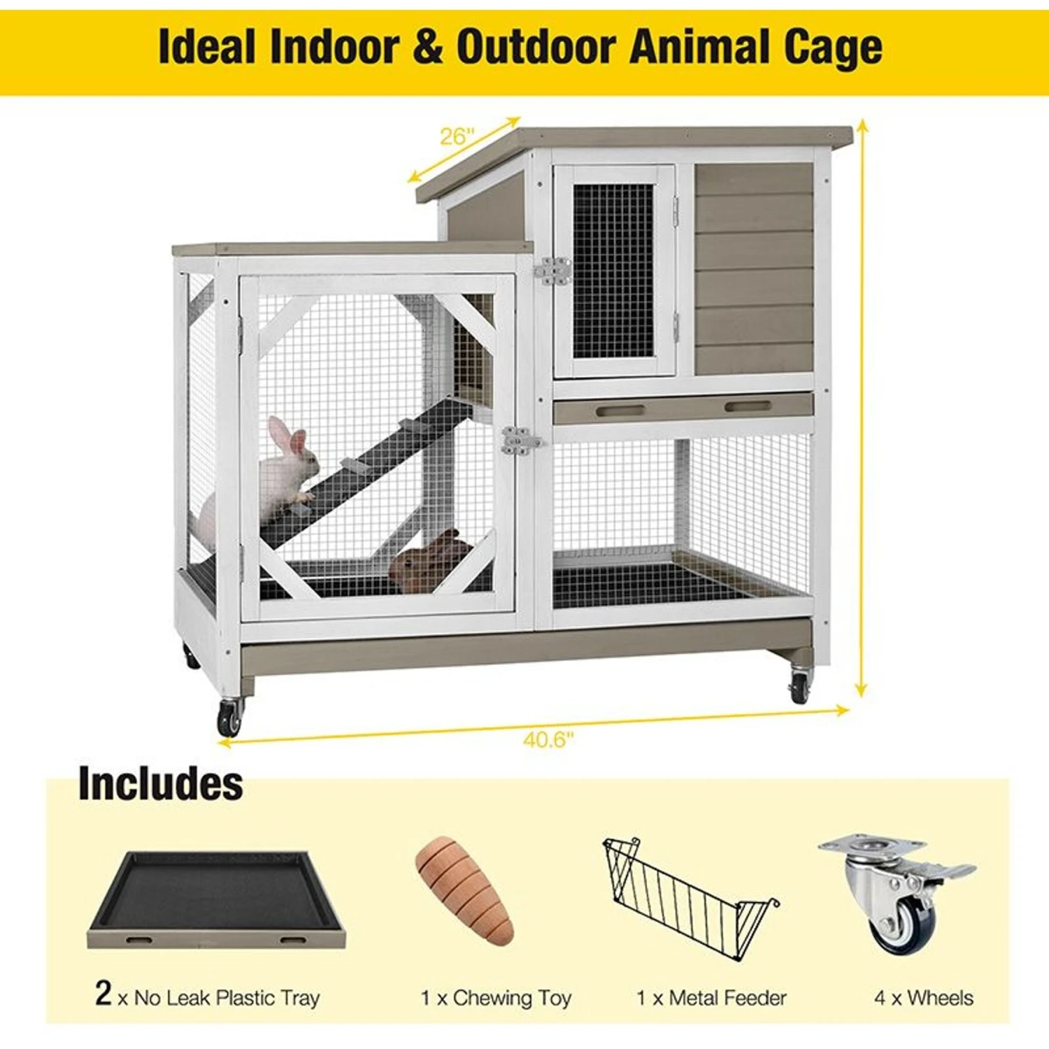 Aivituvin Indoor Rabbit Hutch With Pull-Out Tray, Large 3 Aivituvin Indoor Rabbit Hutch With Pull-Out Tray, Large - Image 3