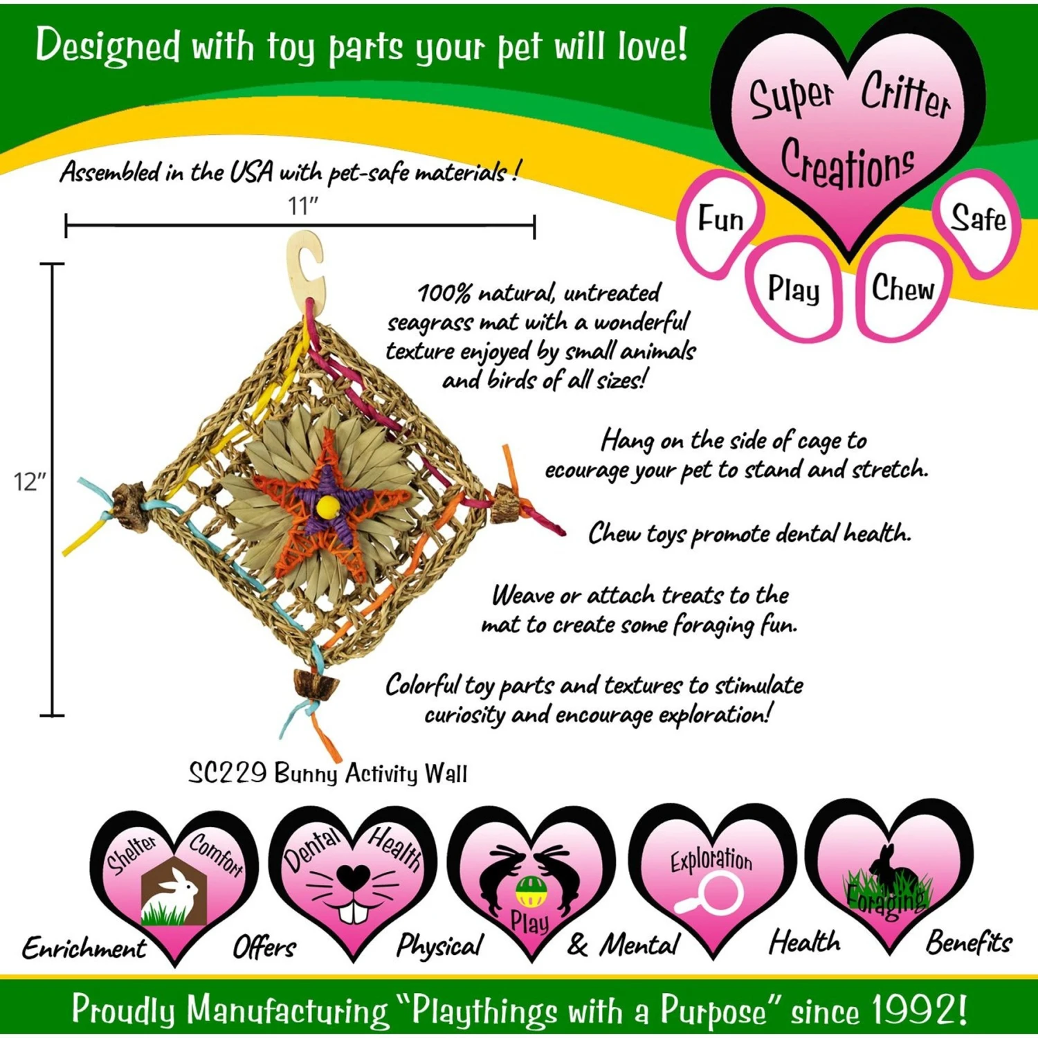 Super Bird Creations Activity Wall Small Pet Toy 3 Super Bird Creations Activity Wall Small Pet Toy - Image 3