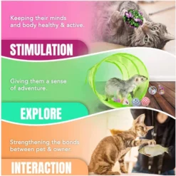 SunGrow Enrichment Toys For Cat & Ferret, Variety Pack With Crinkle, Mice & Bell Balls, Scratcher, Tunnel & Teaser Wand, 30 Count -MiniMates Shop 693206 PT2. AC SS1800 V1669178548