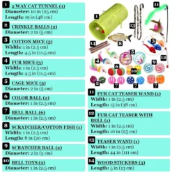 SunGrow Enrichment Toys For Cat & Ferret, Variety Pack With Crinkle, Mice & Bell Balls, Scratcher, Tunnel & Teaser Wand, 30 Count -MiniMates Shop 693206 PT4. AC SS1800 V1669179778