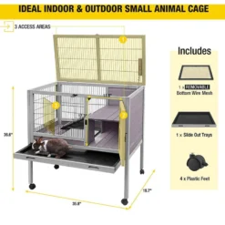 Aivituvin Rabbit Hutch With Pull Out Tray, Small -MiniMates Shop 696838 PT2. AC SS1800 V1667947578
