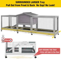 Aivituvin-AIR65 Indoor House Easy Moving Large Bunny Rabbit Hutch, Gray -MiniMates Shop 730990 PT2. AC SS1800 V1670016916
