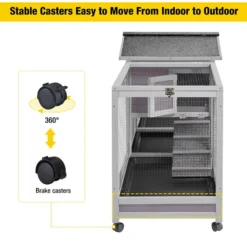 Aivituvin-AIR65 Indoor House Easy Moving Large Bunny Rabbit Hutch, Gray -MiniMates Shop 730990 PT3. AC SS1800 V1670016917