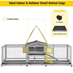Aivituvin-AIR65 Indoor House Easy Moving Large Bunny Rabbit Hutch, Gray -MiniMates Shop 730990 PT4. AC SS1800 V1670016916