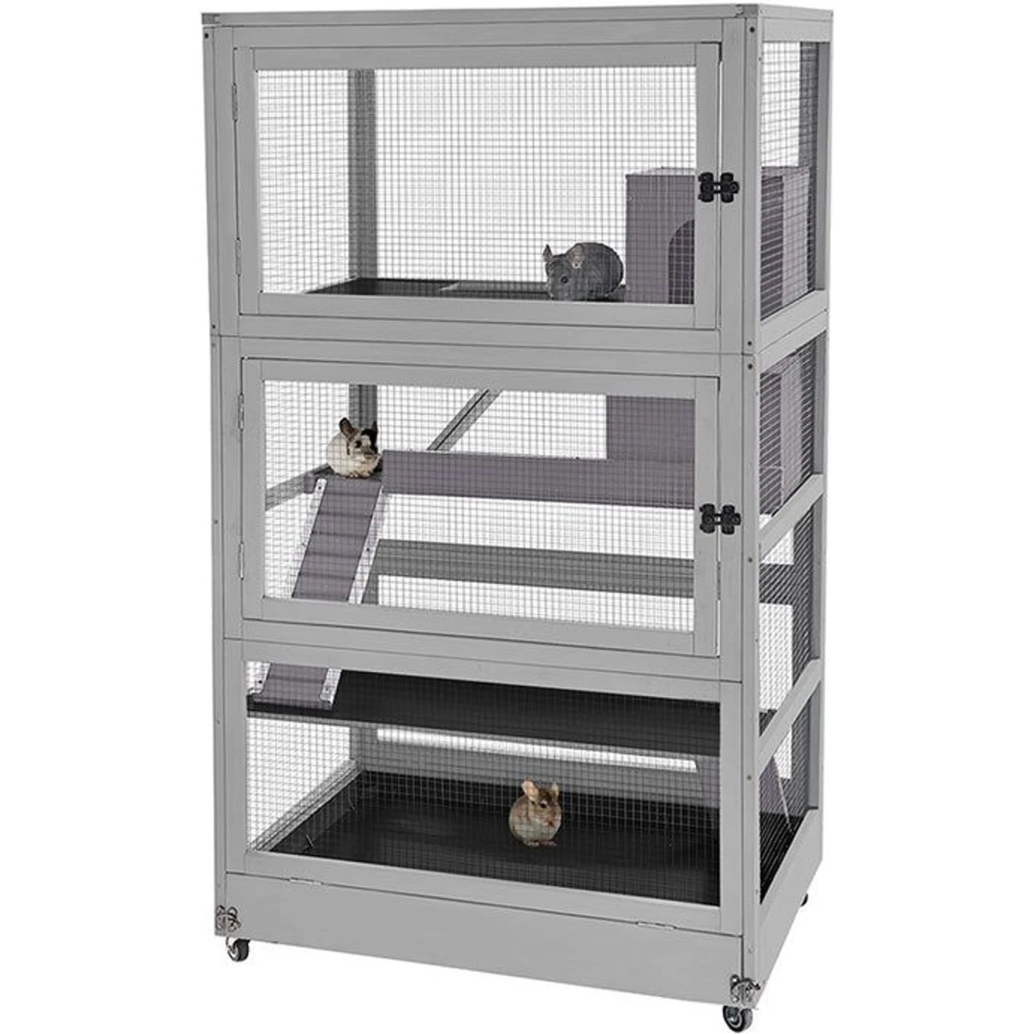 Aivituvin-AIR56 Large Wooden Chinchilla & Ferret Cage, Gray 1 Aivituvin-AIR56 Large Wooden Chinchilla & Ferret Cage, Gray