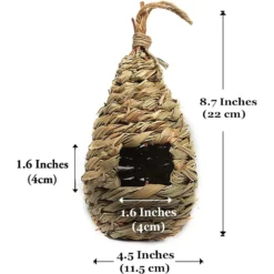 SunGrow Natural Grass Woven Rat & Hamster Hideout House & Hanging Hut For Small Animal Cage -MiniMates Shop 741526 PT3. AC SS1800 V1683569720