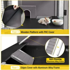 Aivituvin Two Level Small Pet Cage With Wheels, Grey -MiniMates Shop 748758 PT3. AC SS1800 V1671747812