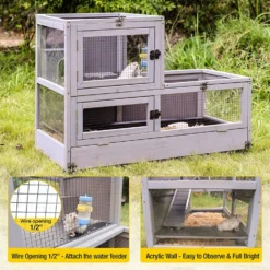 Aivituvin Two Level Small Pet Cage With Wheels, Grey -MiniMates Shop 748758 PT4. AC SS1800 V1671747812