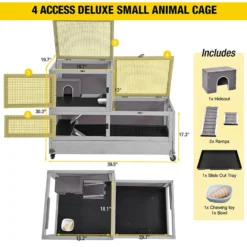 Aivituvin Two Level Small Pet Cage With Wheels, Grey -MiniMates Shop 748758 PT5. AC SS1800 V1671747812