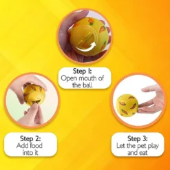 SunGrow Rabbit Encrichment Small Pet Carrot Treat Dispensing Ball Toy, Yellow, 3-in -MiniMates Shop 753046 PT2. AC SS1800 V1693916817