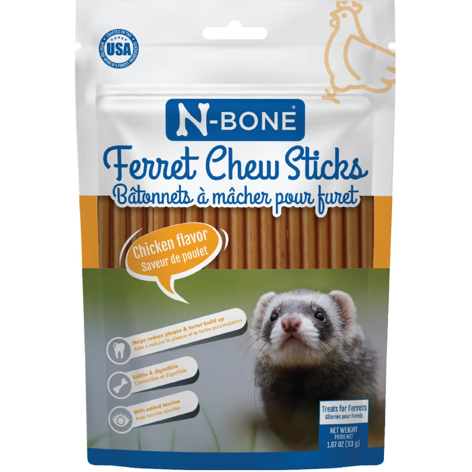 N-Bone Chicken Flavor Chew Sticks Ferret Treat, 1.87-oz Bag 1 N-Bone Chicken Flavor Chew Sticks Ferret Treat, 1.87-oz Bag