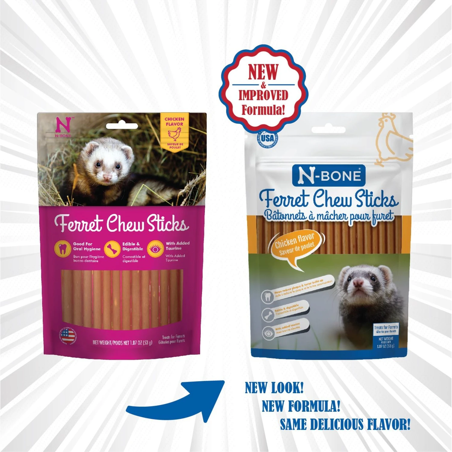 N-Bone Chicken Flavor Chew Sticks Ferret Treat, 1.87-oz Bag 2 N-Bone Chicken Flavor Chew Sticks Ferret Treat, 1.87-oz Bag - Image 2