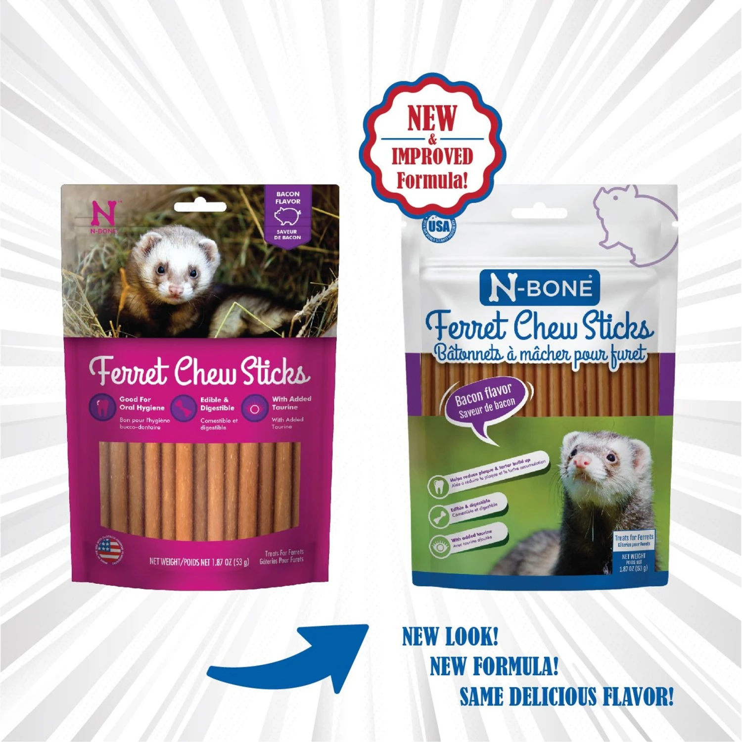 N-Bone Bacon Flavor Chew Sticks Ferret Treat, 1.87-oz Bag 2 N-Bone Bacon Flavor Chew Sticks Ferret Treat, 1.87-oz Bag - Image 2