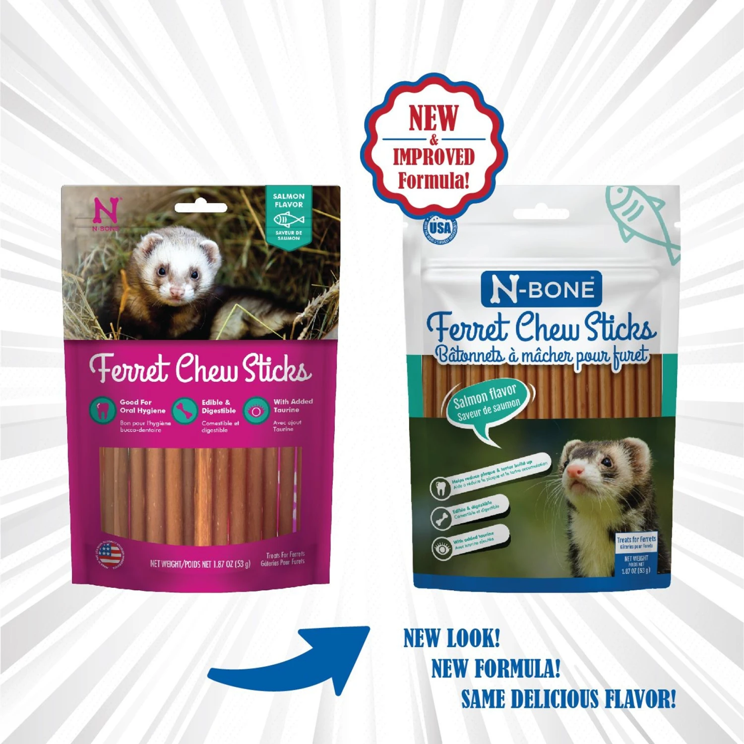 N-Bone Salmon Flavor Chew Sticks Ferret Treat, 1.87-oz Bag 2 N-Bone Salmon Flavor Chew Sticks Ferret Treat, 1.87-oz Bag - Image 2