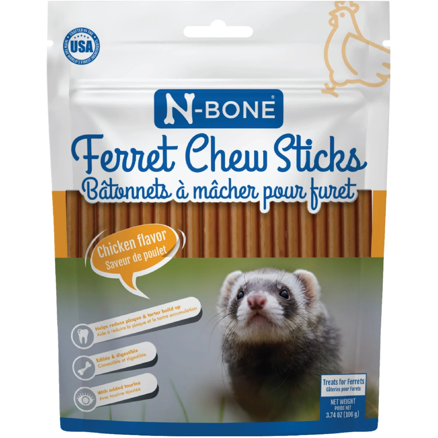 N-Bone Chicken Flavor Chew Sticks Ferret Treat, 3.74-oz Bag 1 N-Bone Chicken Flavor Chew Sticks Ferret Treat, 3.74-oz Bag