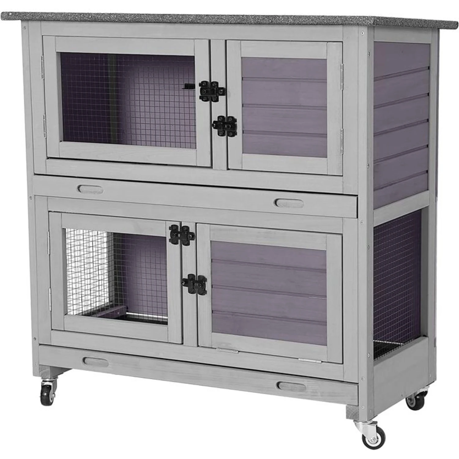 Aivituvin-AIR77 Outdoor Indoor With Wheels Small Pet Hutch, Grey 1 Aivituvin-AIR77 Outdoor Indoor With Wheels Small Pet Hutch, Grey
