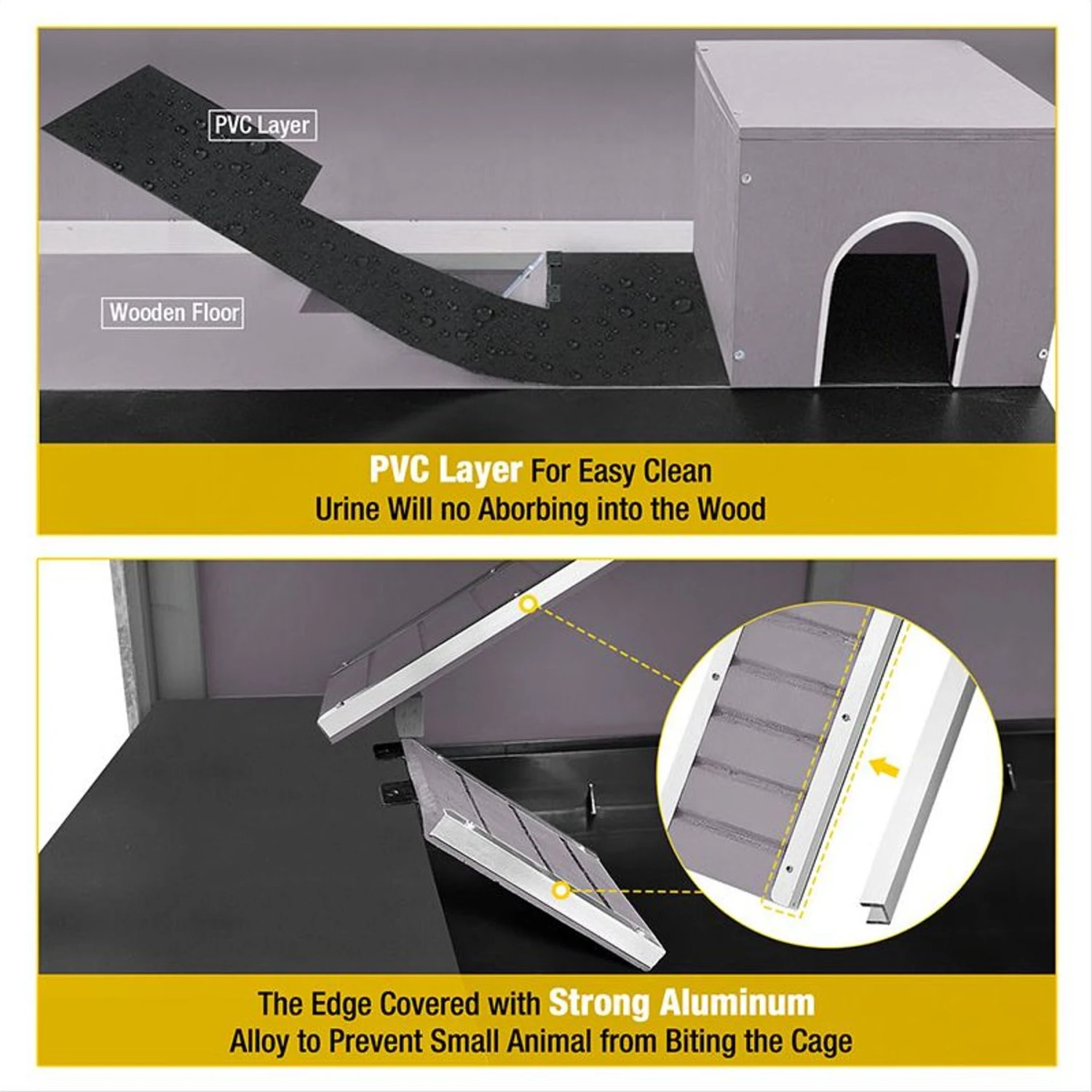 Aivituvin-AIR58 Two Level Guinea Pig & Hamster Cage With Wheels, Gray 3 Aivituvin-AIR58 Two Level Guinea Pig & Hamster Cage With Wheels, Gray - Image 3