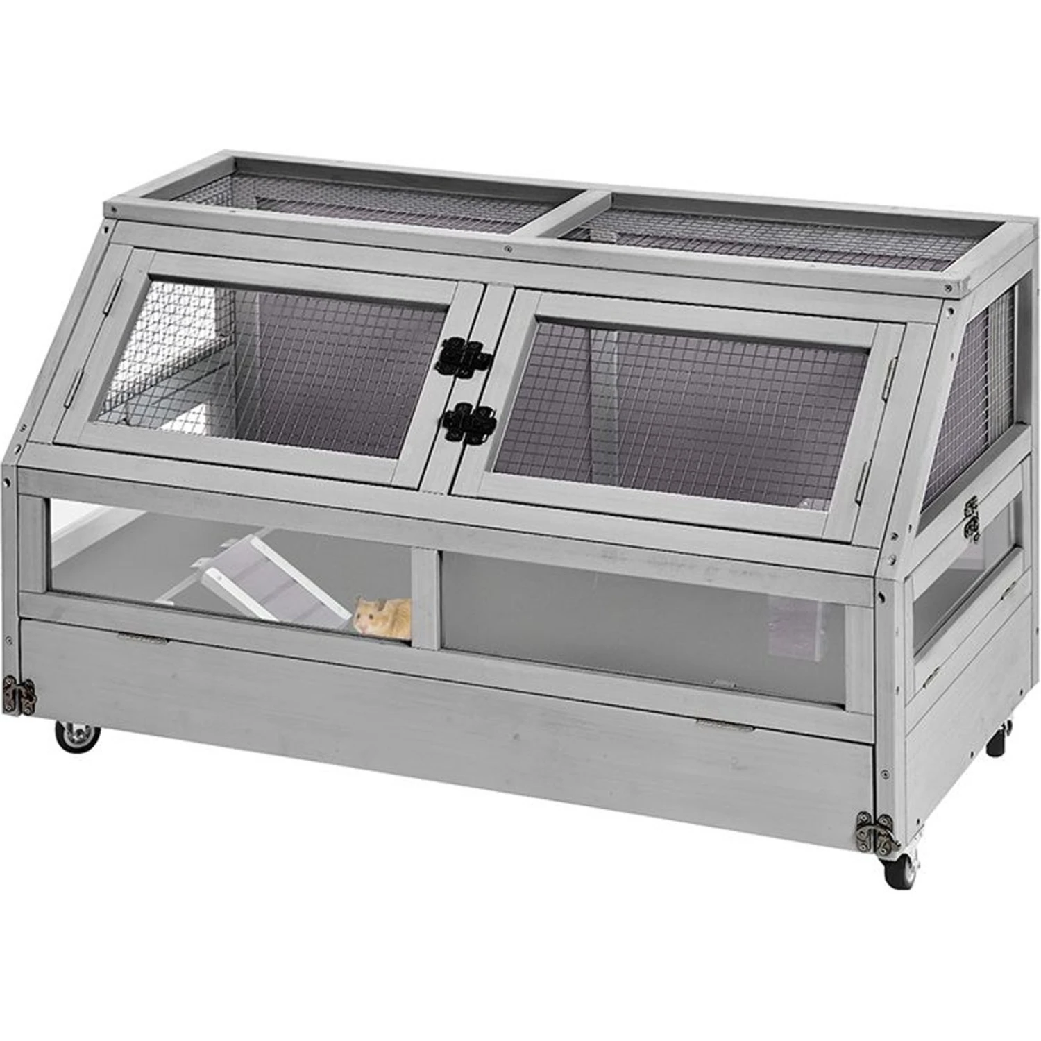 Aivituvin-AIR62 Large Guinea Pig Cage & Wooden Habitat, Gray 1 Aivituvin-AIR62 Large Guinea Pig Cage & Wooden Habitat, Gray