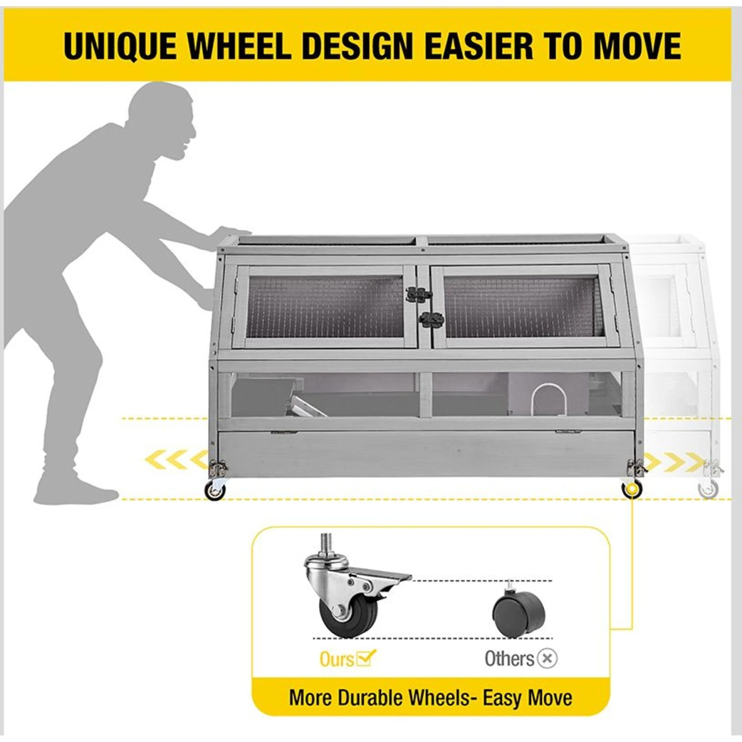 Aivituvin-AIR62 Large Guinea Pig Cage & Wooden Habitat, Gray 2 Aivituvin-AIR62 Large Guinea Pig Cage & Wooden Habitat, Gray - Image 2