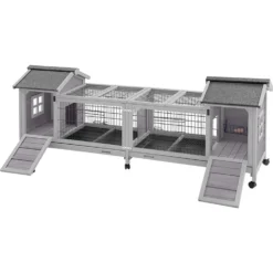 Aivituvin-AIR68 Wooden Indoor Rabbit House, Large, Gray