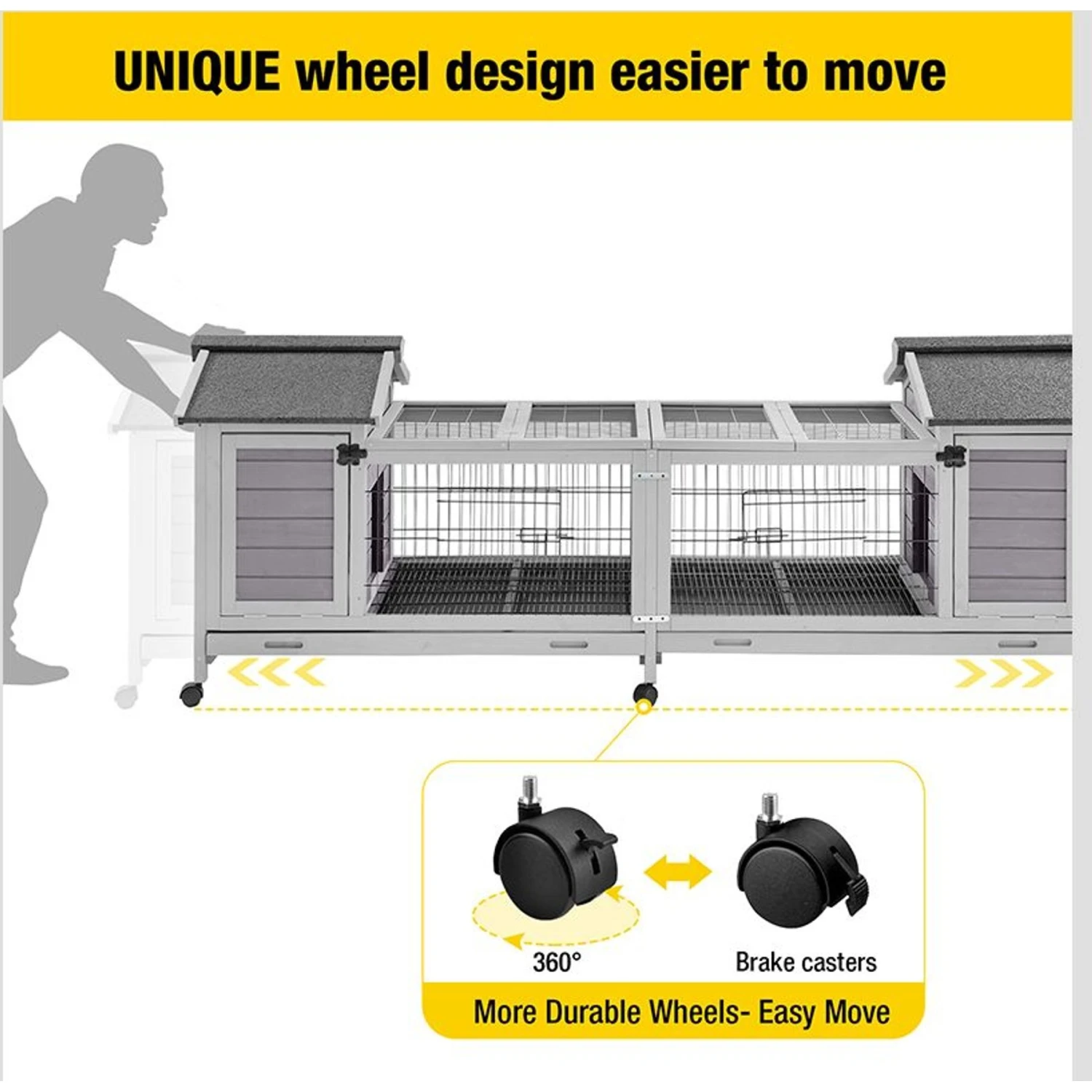 Aivituvin-AIR68 Wooden Indoor Rabbit House, Large, Gray 2 Aivituvin-AIR68 Wooden Indoor Rabbit House, Large, Gray - Image 2