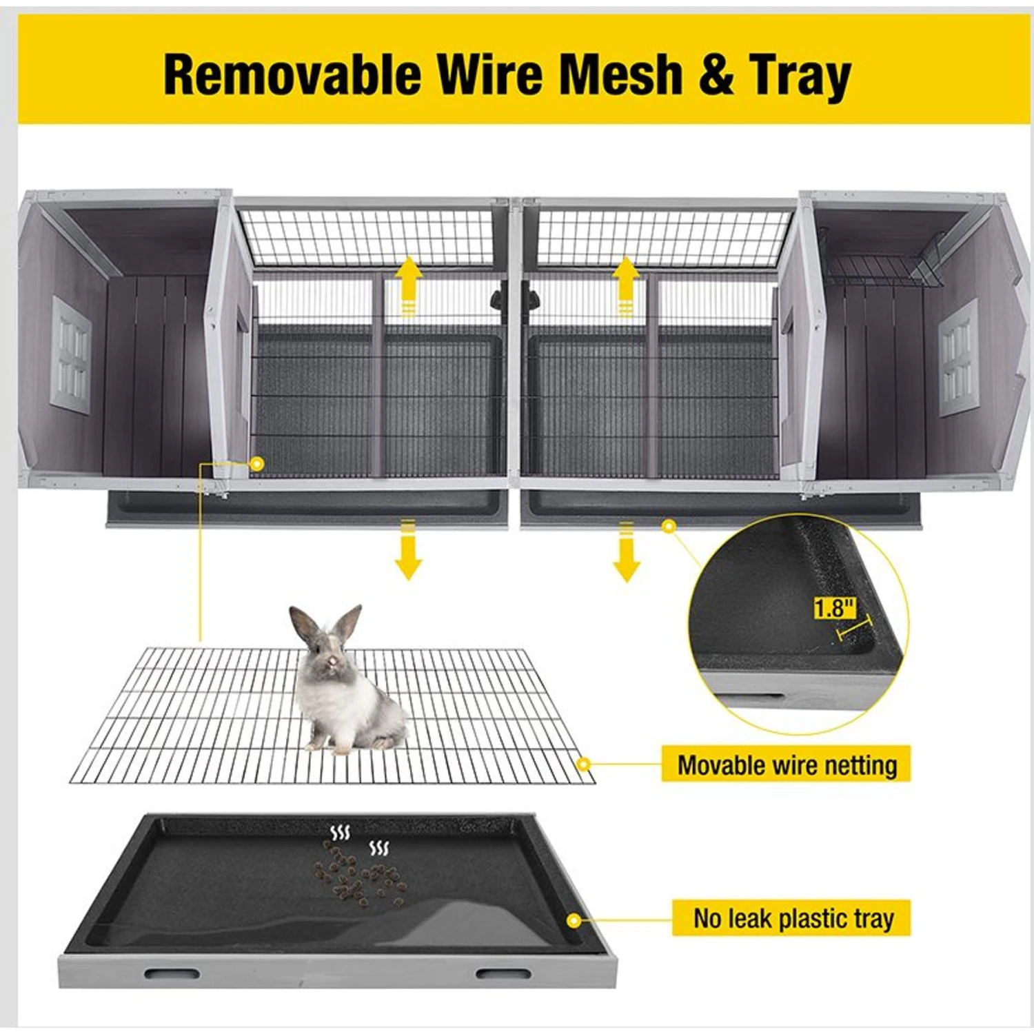 Aivituvin-AIR68 Wooden Indoor Rabbit House, Large, Gray 3 Aivituvin-AIR68 Wooden Indoor Rabbit House, Large, Gray - Image 3