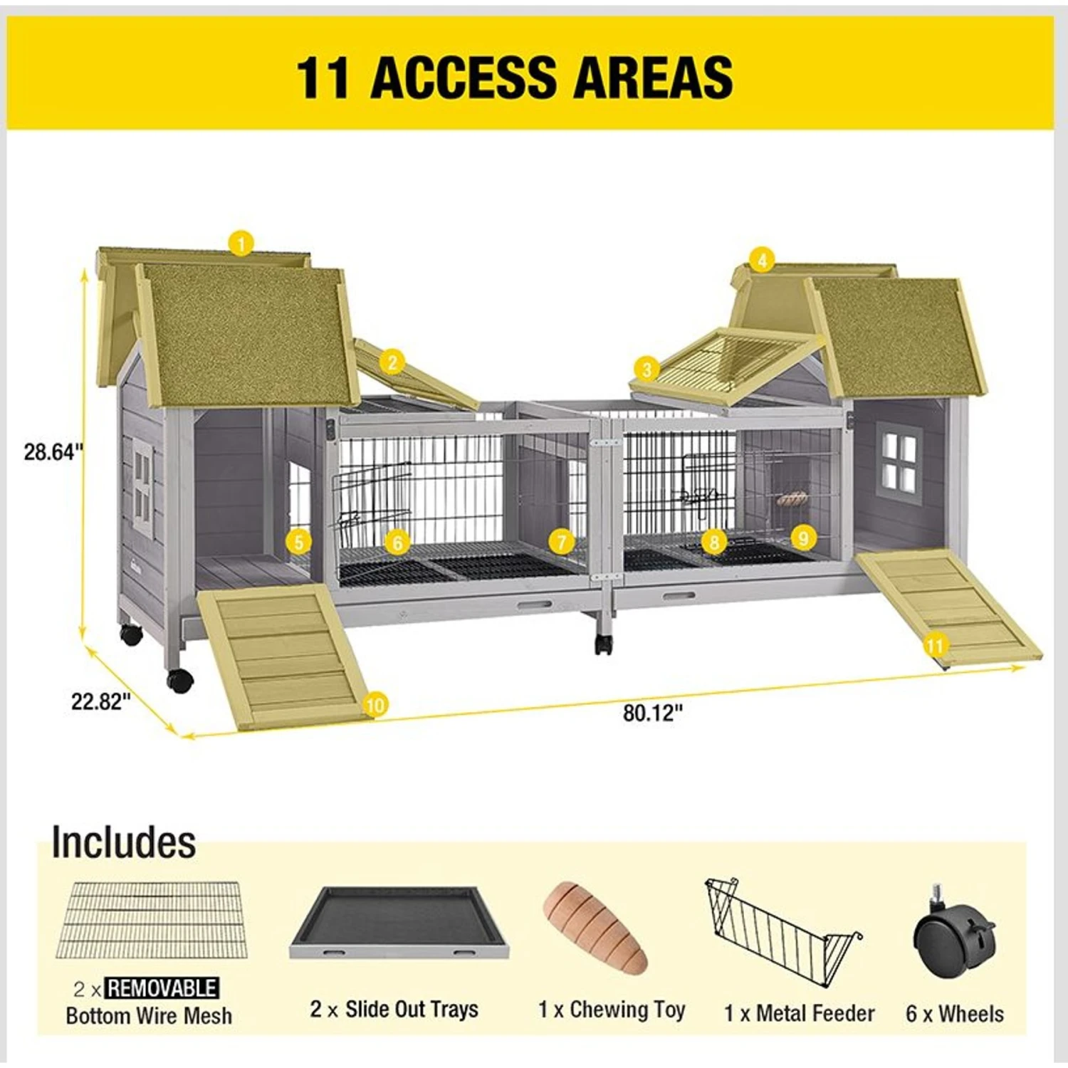 Aivituvin-AIR68 Wooden Indoor Rabbit House, Large, Gray 4 Aivituvin-AIR68 Wooden Indoor Rabbit House, Large, Gray - Image 4