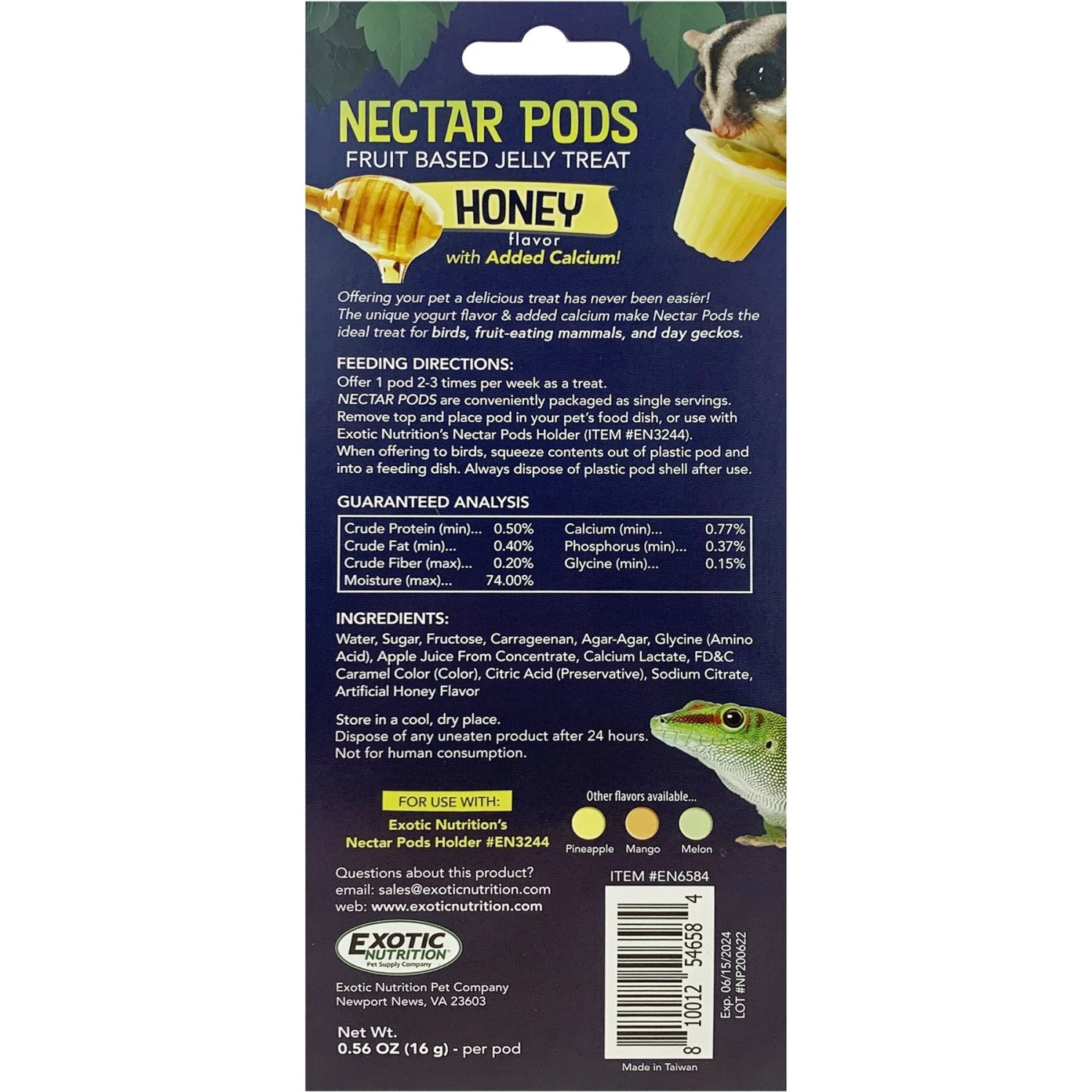 Exotic Nutrition Nectar Pods Honey Small Pet Treats, 16-gm, 8-pack 6 Exotic Nutrition Nectar Pods Honey Small Pet Treats, 16-gm, 8-pack - Image 6