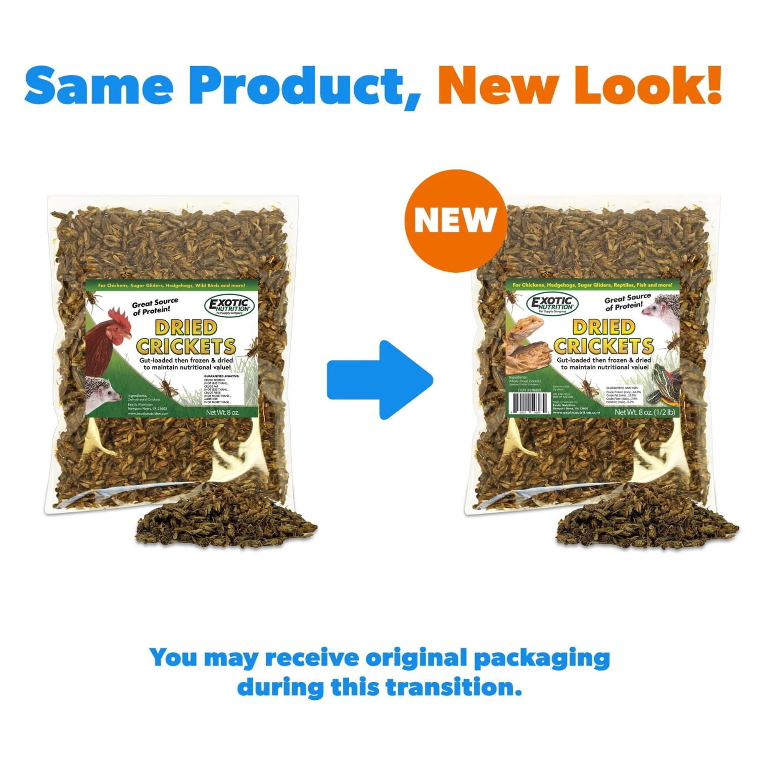 Exotic Nutrition Dried Crickets Small Pet Treats, 8-oz Bag 2 Exotic Nutrition Dried Crickets Small Pet Treats, 8-oz Bag - Image 2