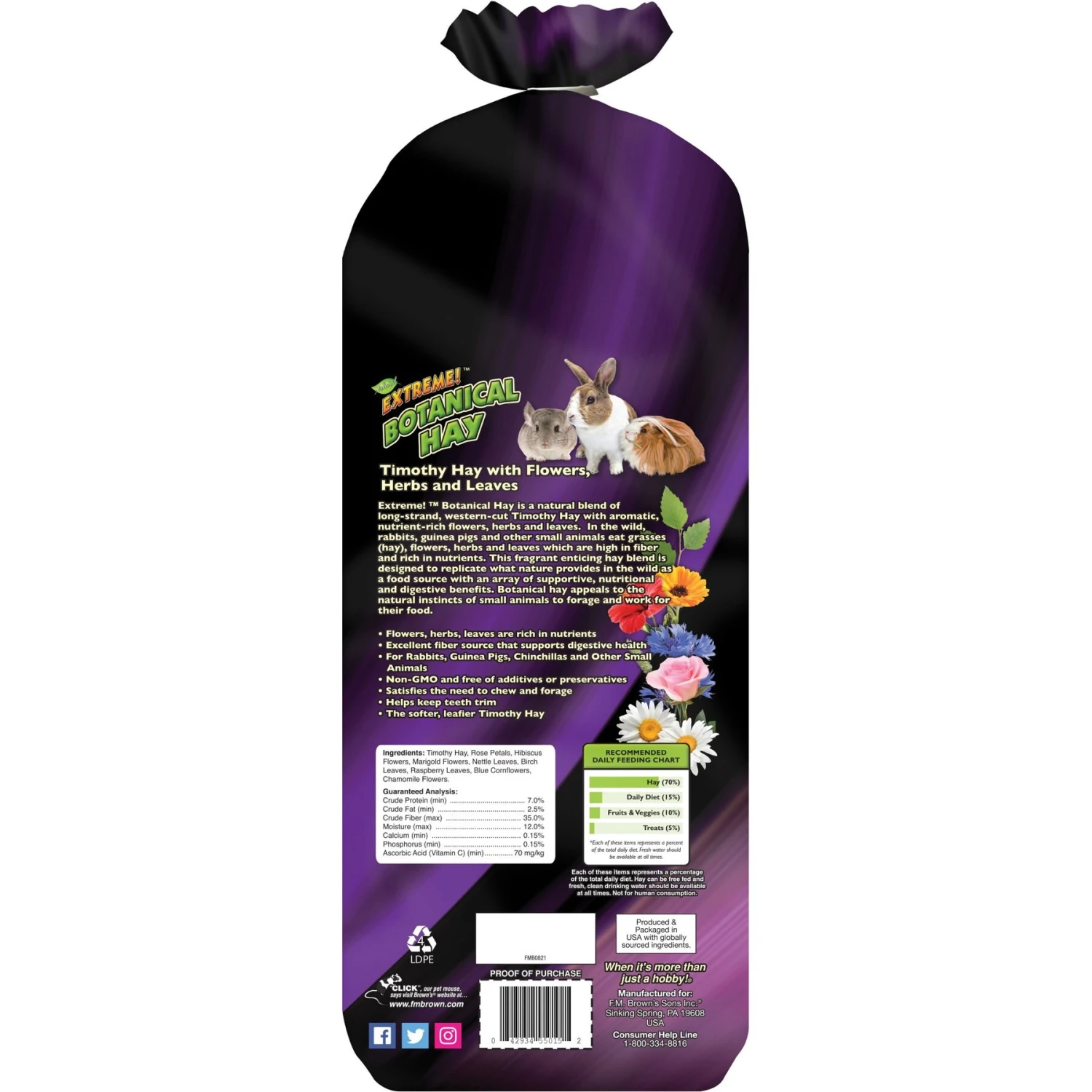 Brown's Extreme! Botanical Small Pet Hay, 24-oz Bag 2 Brown's Extreme! Botanical Small Pet Hay, 24-oz Bag - Image 2