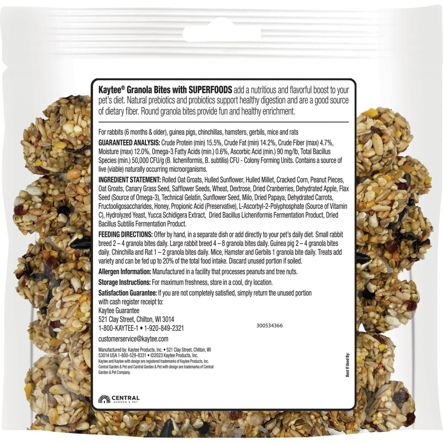 Kaytee Granola Small Animal Bites With Superfoods Cranberry Apple & Flax Small Pet Treats, 4.5-oz Bag 5 Kaytee Granola Small Animal Bites With Superfoods Cranberry Apple & Flax Small Pet Treats, 4.5-oz Bag - Image 5