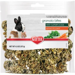 Kaytee Granola Small Animal Bites With Superfoods Spinach & Carrot Small Pet Treats, 4.5-oz Bag