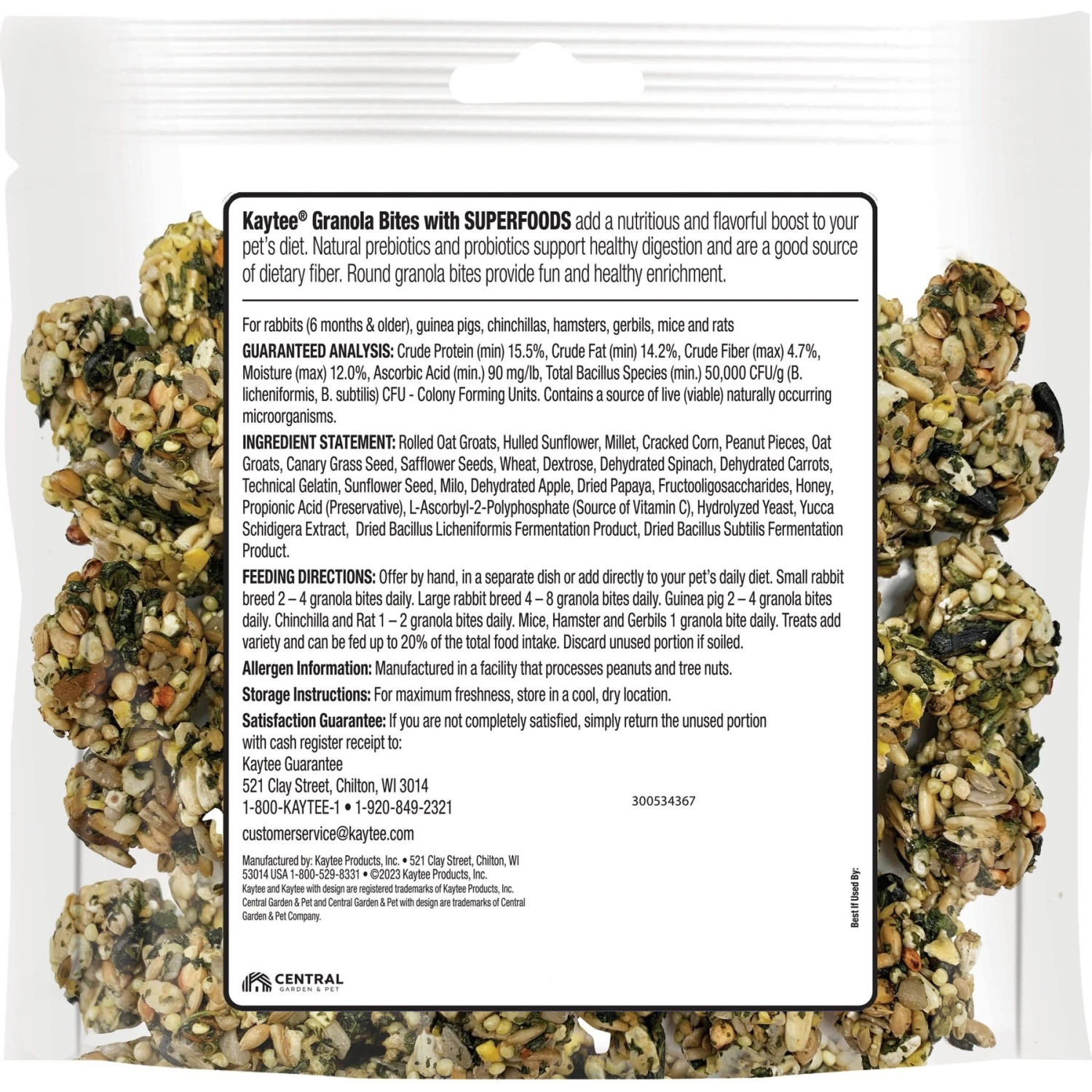 Kaytee Granola Small Animal Bites With Superfoods Spinach & Carrot Small Pet Treats, 4.5-oz Bag 5 Kaytee Granola Small Animal Bites With Superfoods Spinach & Carrot Small Pet Treats, 4.5-oz Bag - Image 5