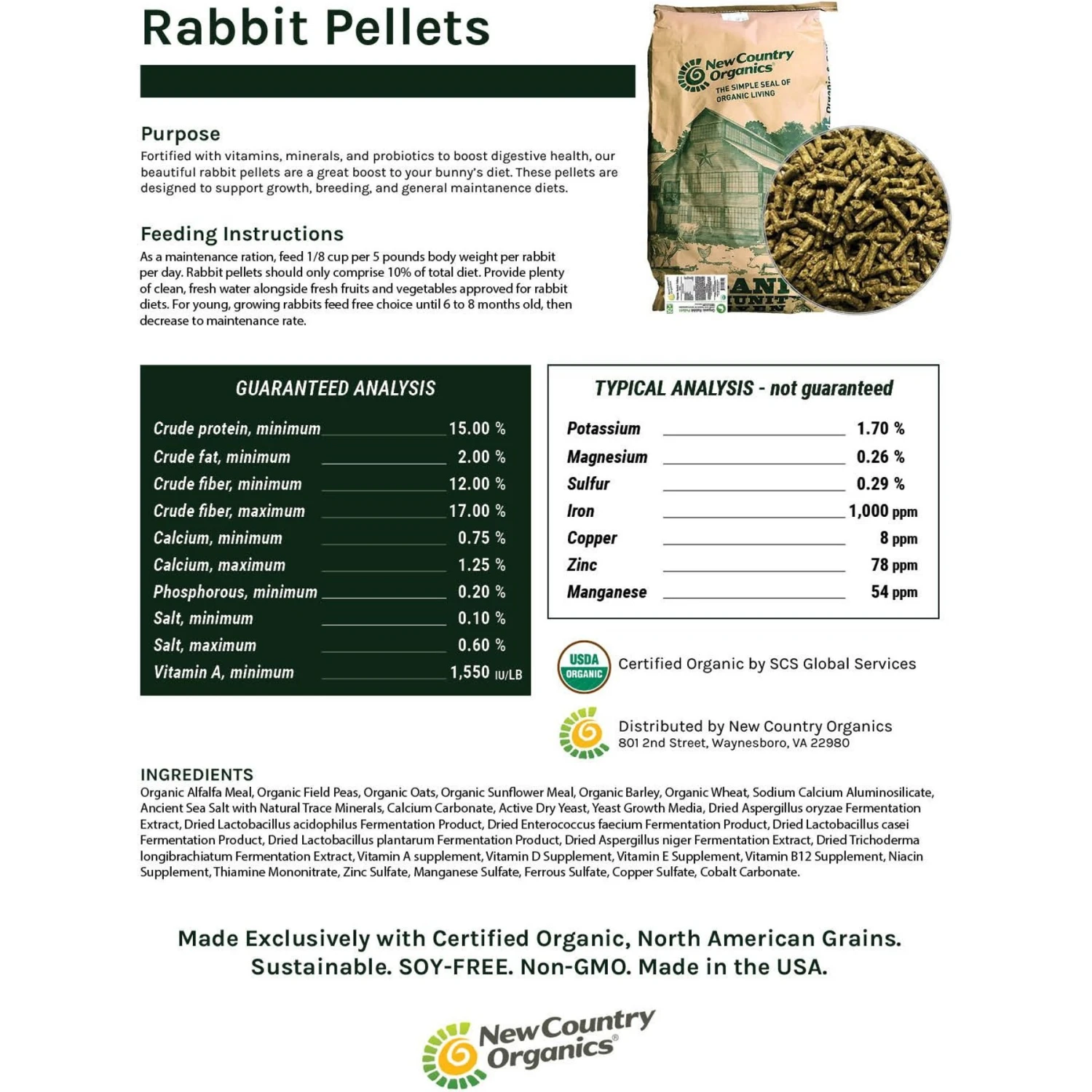 New Country Organics Pellets Rabbit Food, 25-lb Bag 3 New Country Organics Pellets Rabbit Food, 25-lb Bag - Image 3