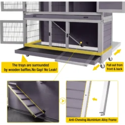 Aivituvin AIR06-A Small Pet Indoor/Outdoor Hutch, Gray, Two Story -MiniMates Shop 894478 PT4. AC SS1800 V1687891366