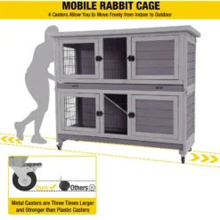 Aivituvin AIR06-A Small Pet Indoor/Outdoor Hutch, Gray, Two Story -MiniMates Shop 894478 PT6. AC SS1800 V1687885910