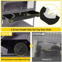 Aivituvin AIR25-1 Anti-Chew Iron Frame Wooden Hamster Cage, Gray -MiniMates Shop 909878 PT4. AC SS1800 V1688580554