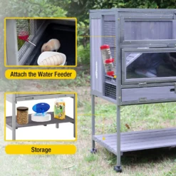 Aivituvin AIR25-1 Anti-Chew Iron Frame Wooden Hamster Cage, Gray -MiniMates Shop 909878 PT5. AC SS1800 V1688666777