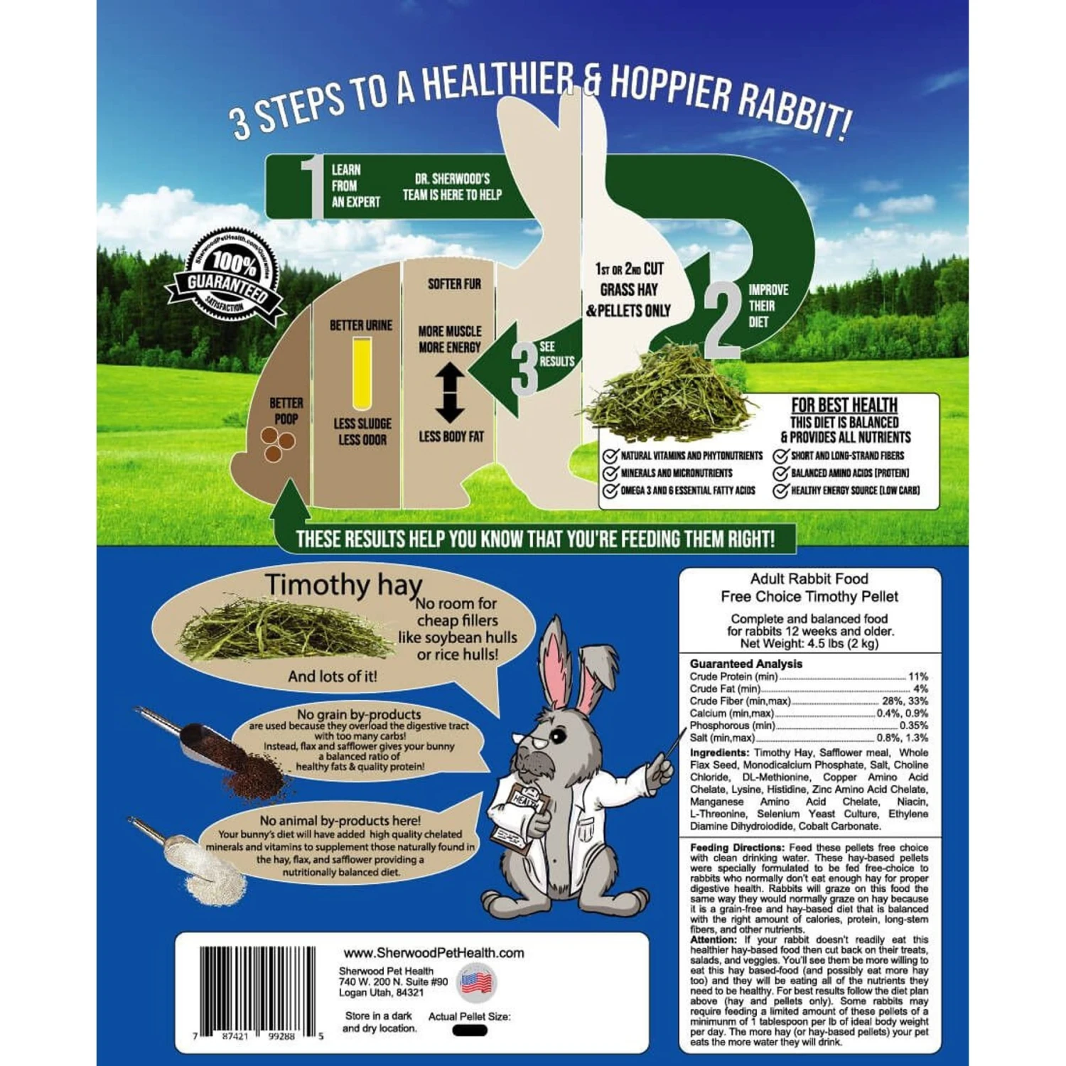Sherwood Pet Health Adult Free Choice Timothy Rabbit Food, 4.5-lb Bag 2 Sherwood Pet Health Adult Free Choice Timothy Rabbit Food, 4.5-lb Bag - Image 2