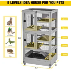 Aivituvin 5 Levels Wooden Small Pet Cage -MiniMates Shop 938486 PT4. AC SS1800 V1692025414