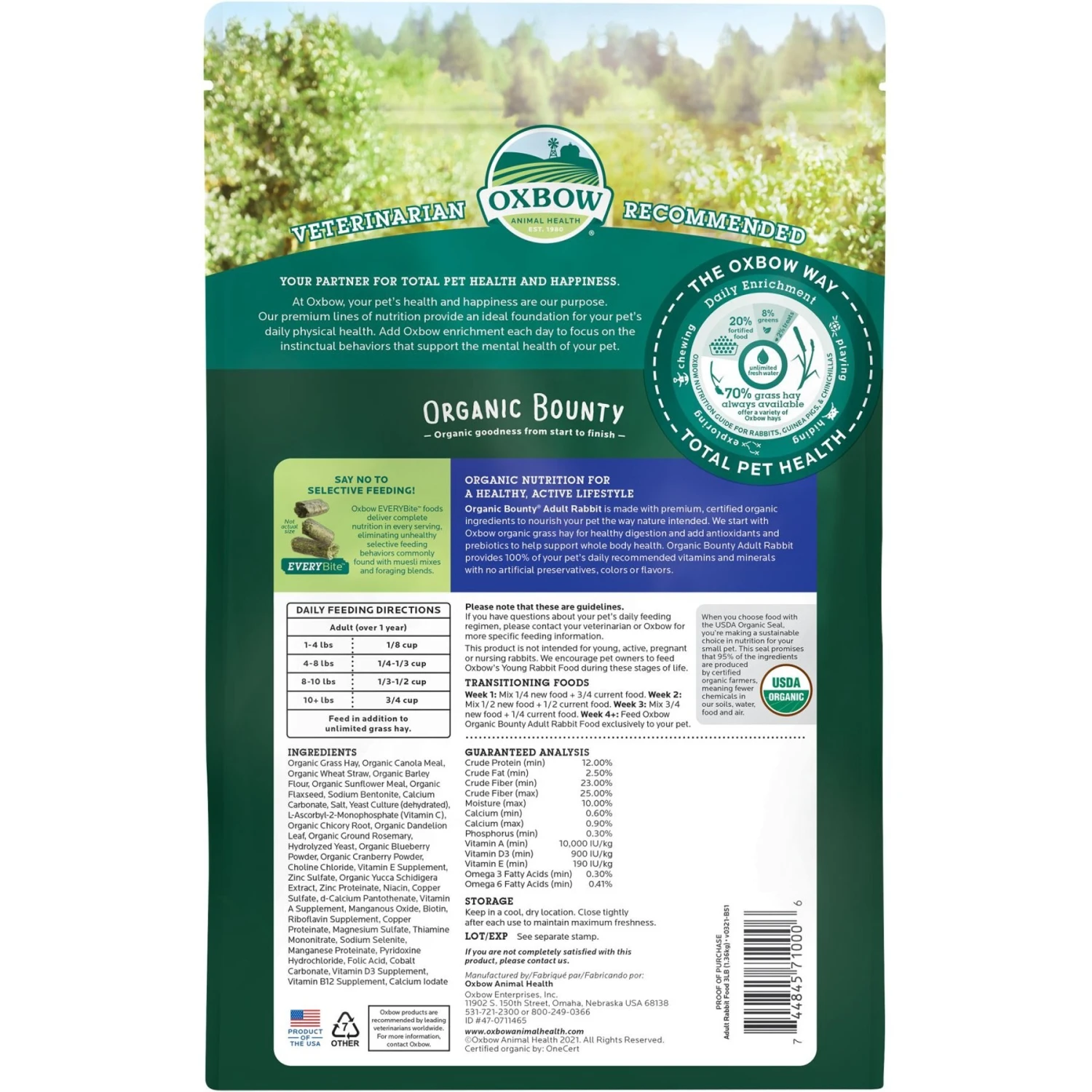 Oxbow Organic Bounty Adult Rabbit Food 2 Oxbow Organic Bounty Adult Rabbit Food - Image 2