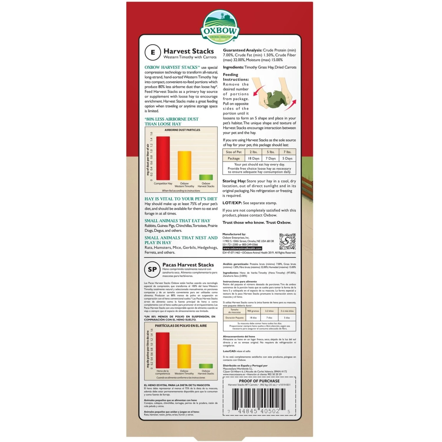 Oxbow Animal Health Harvest Hay Stacks Western Timothy Hay With Carrots All Natural Hay For Rabbits, Guinea Pigs, Chinchillas, Hamsters & Gerbils 2 Oxbow Animal Health Harvest Hay Stacks Western Timothy Hay With Carrots All Natural Hay For Rabbits, Guinea Pigs, Chinchillas, Hamsters & Gerbils - Image 2